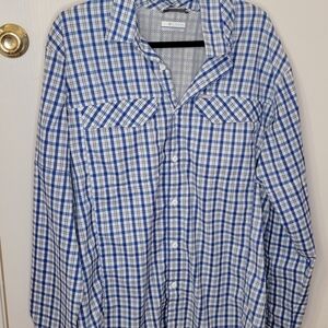 Columbia Blue and White Checkered LS Shirt - Lightweight